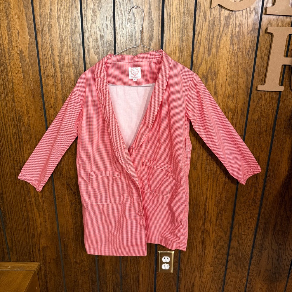 Red Gingham Check Robe Coat Cecil and Lou Kids 8 Cottagecore Preppy Americana